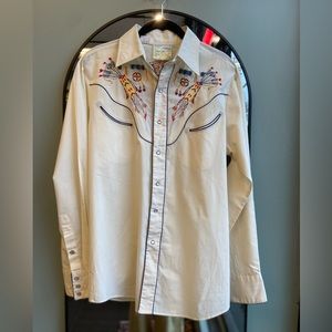 Vintage Embroidered Western Shirt Size M